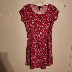 Allison Brittney Stars Dress Drawstring Pockets Size S NWT